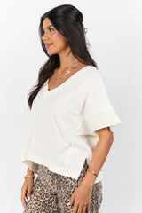 Rooted Essential Cream V-Neck Tee