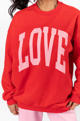 Love Block Red Oversized Graphic Sweatshirt