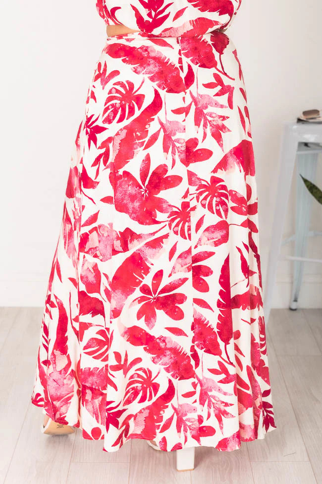 Passport To Paradise Pink/White Printed Maxi Skirt FINAL SALE