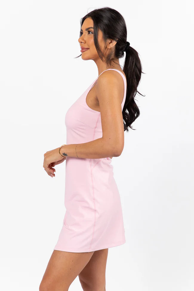 Active Vibe Light Pink V-Neck Active Dress