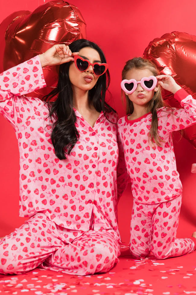 Kid's Sweet Dreams Strawberry Hearts Pajama Set FINAL SALE