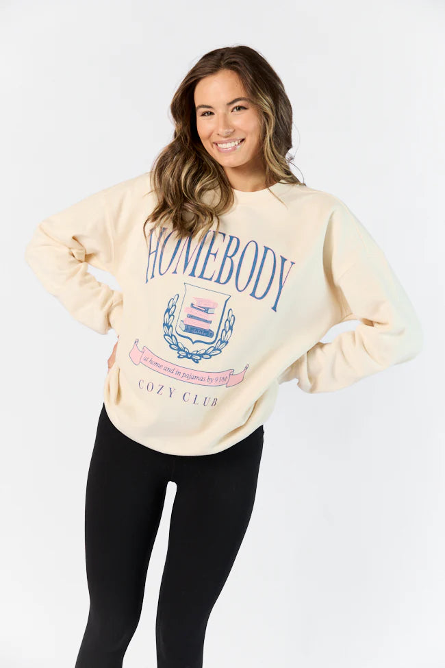 Homebody Club Sweet Cream Oversized Graphic Sweatshirt