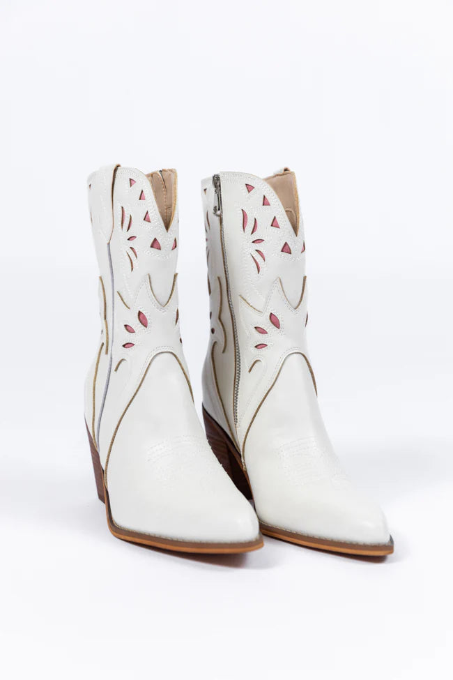 Dallas White Pointed Toe Booties