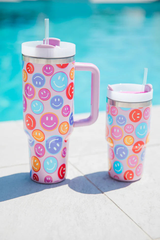 Sippin' Pretty Smiley Face 20 OZ Drink Tumbler With Lid And Straw SALE