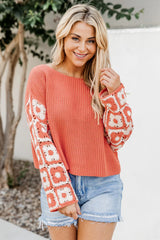 Do Your Best Rust Multi Crochet Sleeve Sweater FINAL SALE