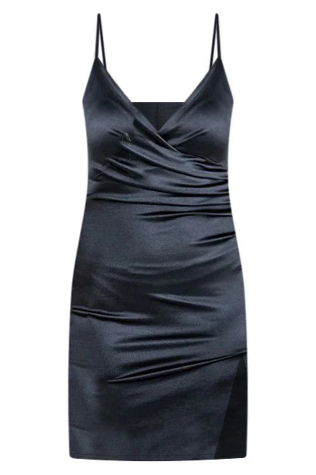 Hidden Romance Black Satin Mini Dress FINAL SALE