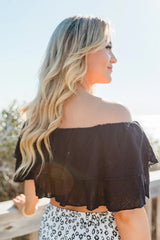 Swaying In A Breeze Black Linen Blouse SALE