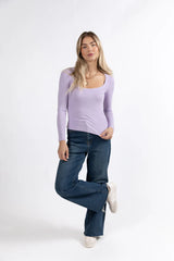 Make Your Choice Lilac Ribbed Scoop Neck Long Sleeve Tee FINAL SALE