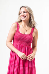 Embrace Today Pink Gingham Midi Dress