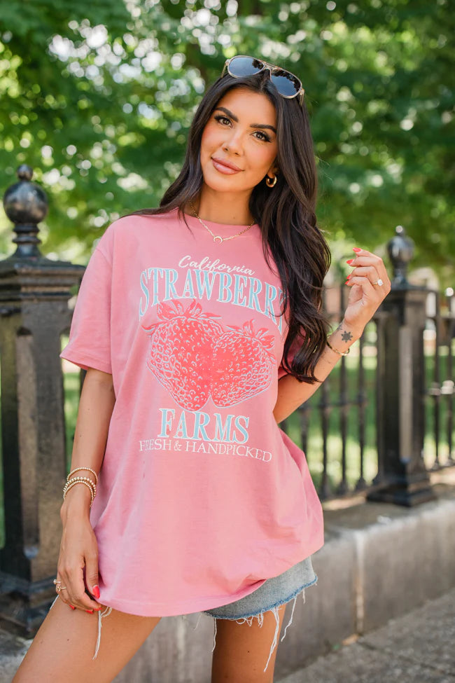 California Strawberry Farms Brick Oversized Graphic Tee