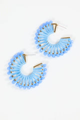 Blue Thread Wrapped Hoop Earrings