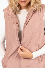 Mountainside Moment Mauve Quilted Puffer Vest SALE