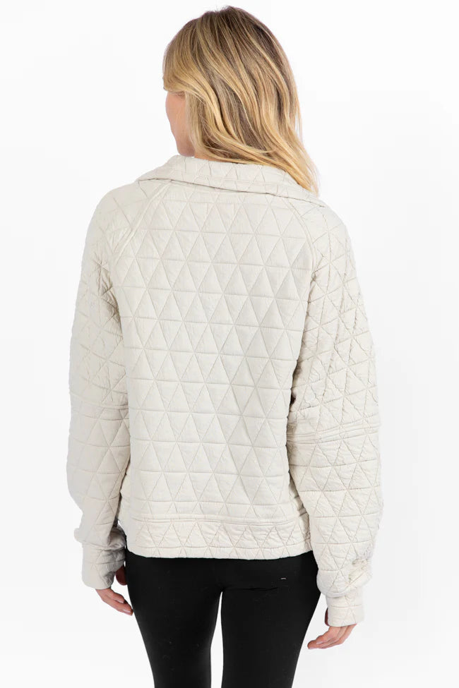 Love Is Everything Ivory Quilted Quarter Zip Pullover