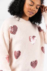 True Romance Blush Sequin Heart Sweater FINAL SALE