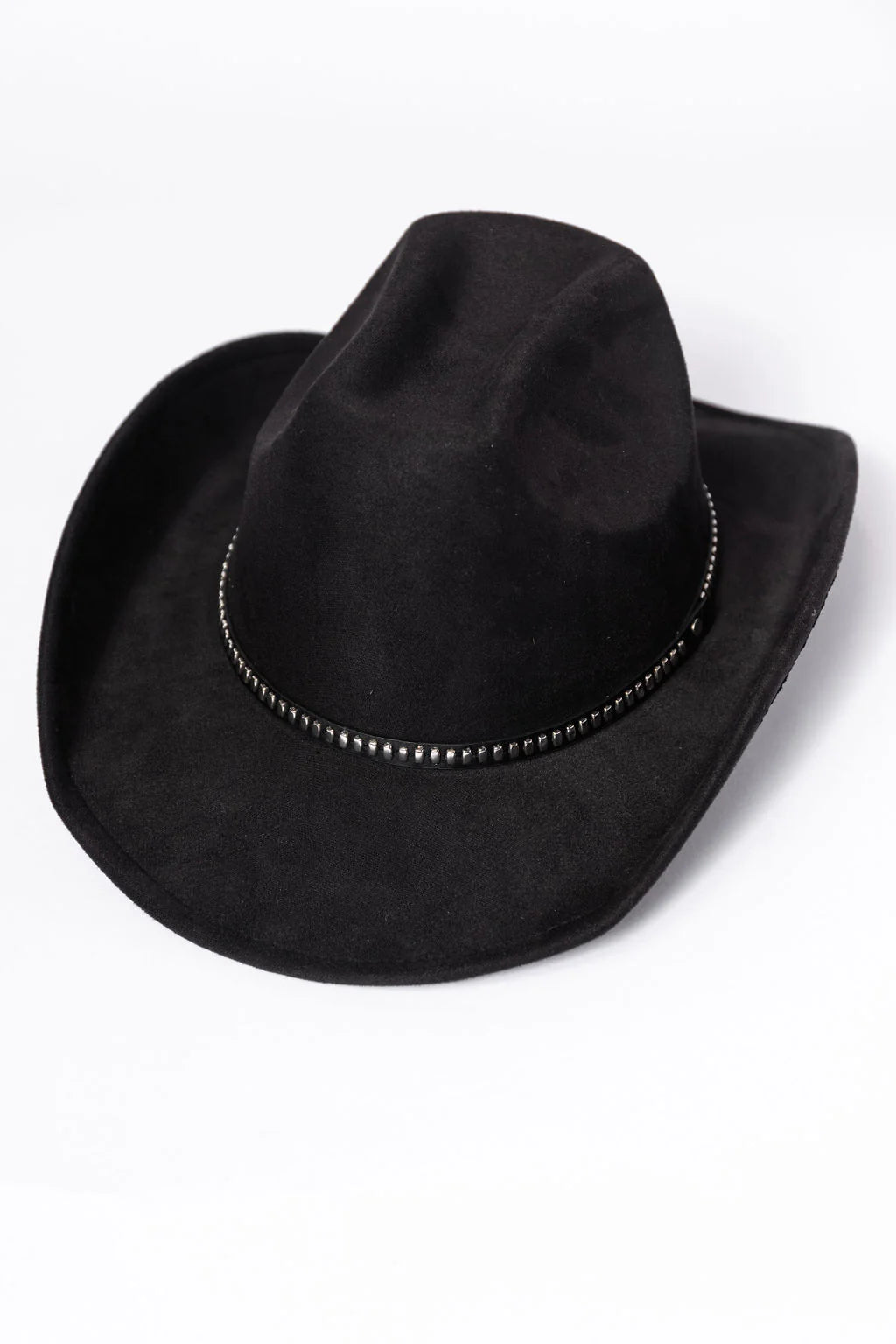 Black Rectangle Stud Band Cowboy Hat