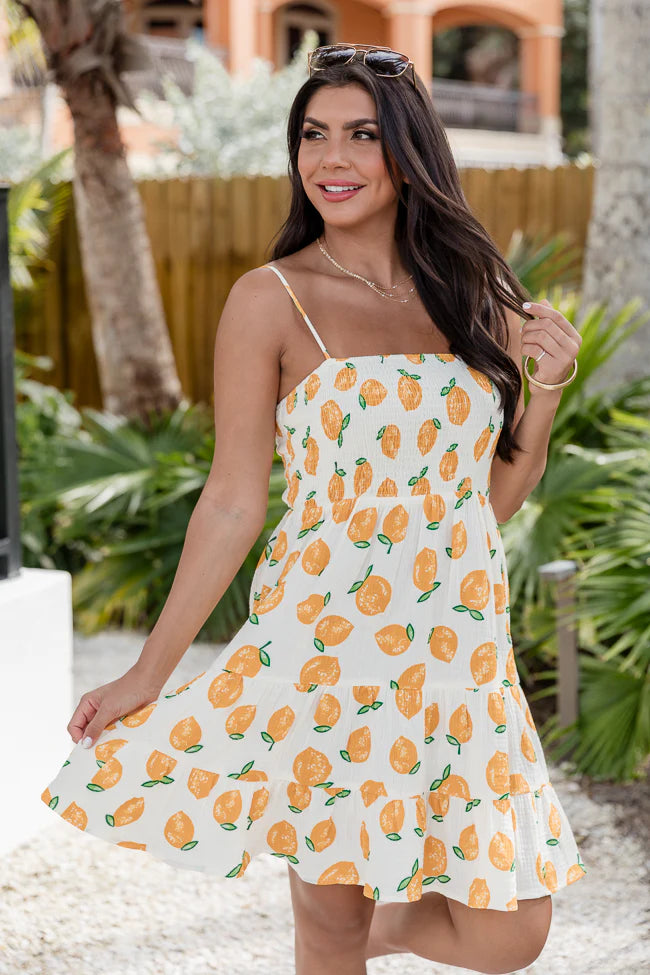 Tea With You Lemon Printed Gauze Dress SALE