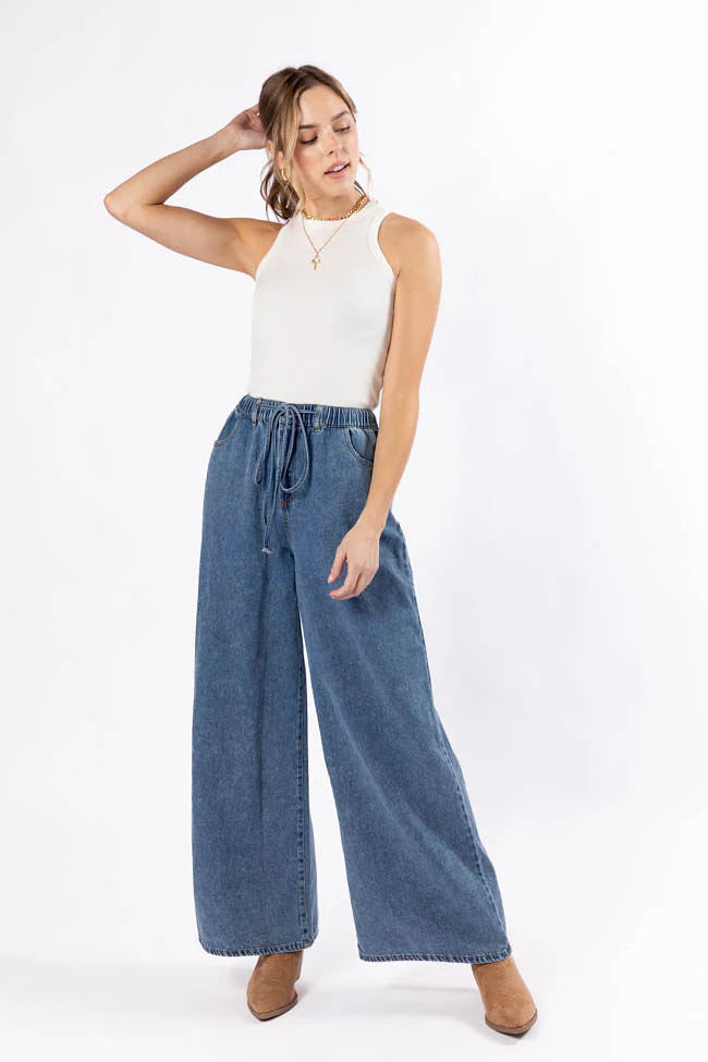 Callahan Drawstring Waist Loose Chambray Pants