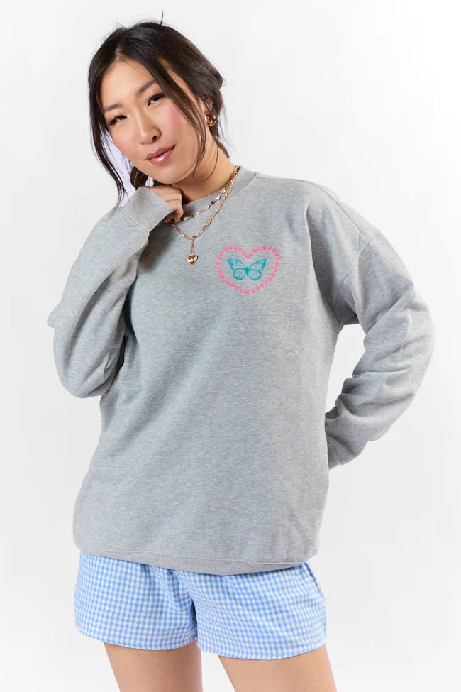 Good Days Ahead Light Grey Oversized Graphic Sweatshirt