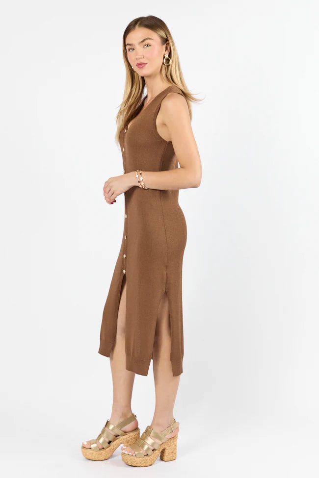 Endless Coastline Chocolate Knit Sweater Dress