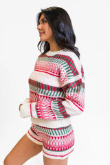 Casual Love Multi Fair Isle Knitted Sweater Set  FINAL SALE