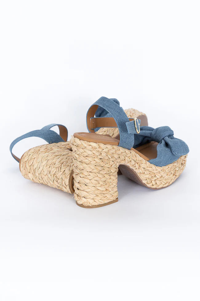 Kacey Chambray Bow Woven Heels SALE