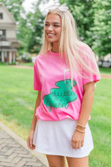 Queen of the Green Hot Pink Oversized Graphic Tee