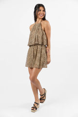 Spotlight Moment Leopard Print Halter Neck Romper