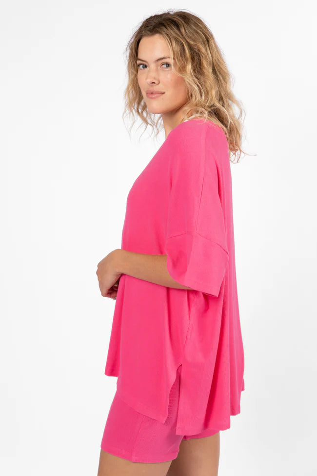 Love Me So Heather Hot Pink Ribbed Knit Set