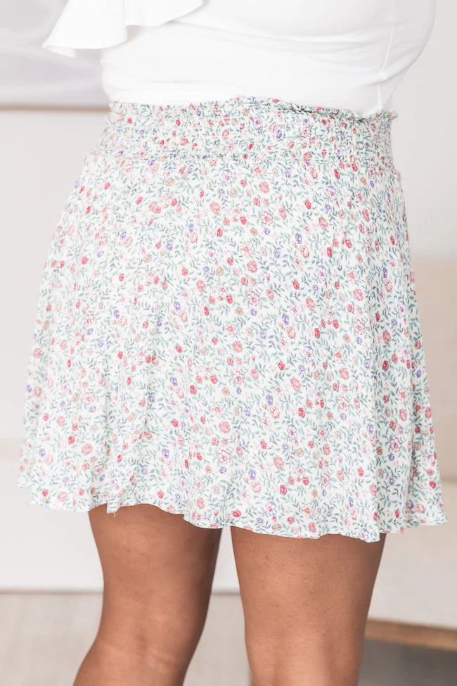 One More Time Ivory/Multi Floral Skirt FINAL SALE