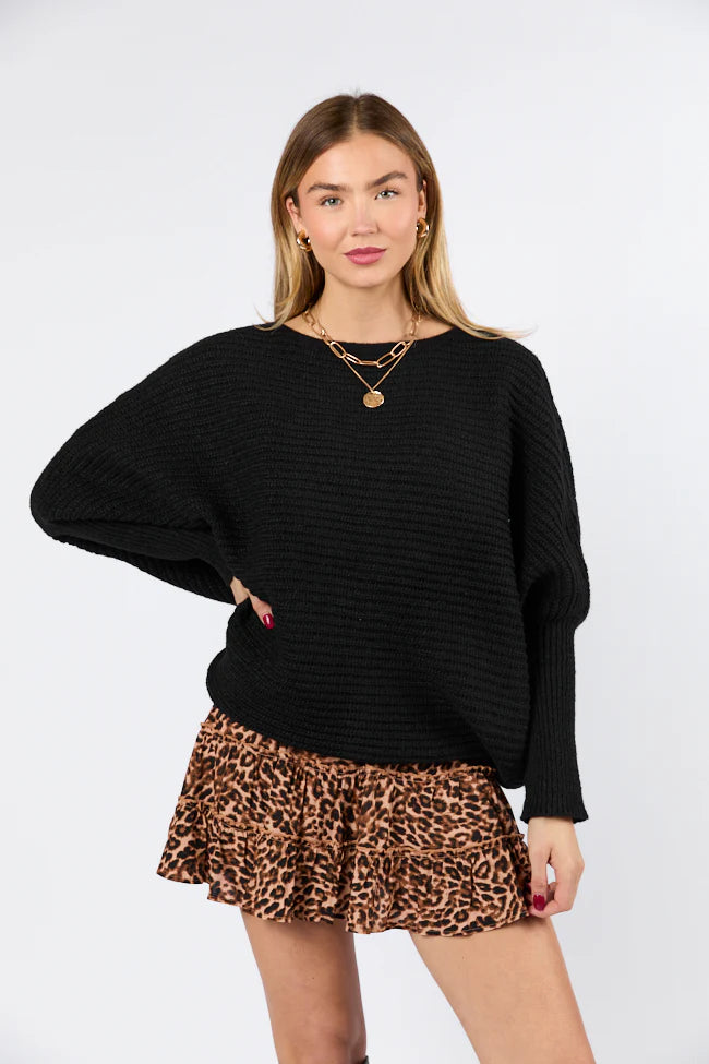 Just Looking Black Oversized Dolman Sleeve Sweater