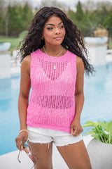 French Market Pink High Neck Sweater Tank SALE