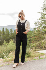 Can't Replace You Black Button Front Wide Leg Overalls FINAL SALE