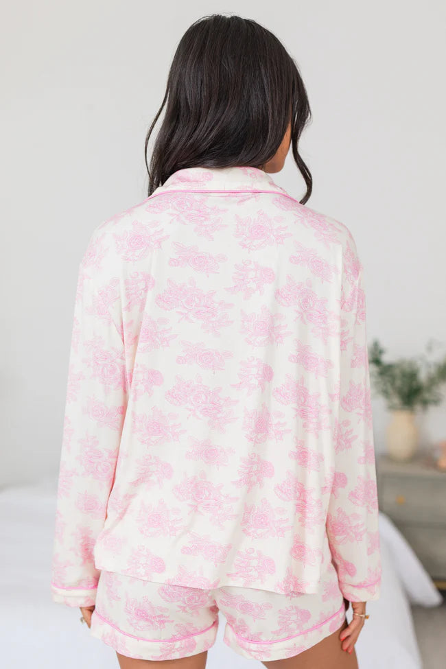 Under The Stars In Floral Fantasy Long Sleeve Bamboo Pajama Top