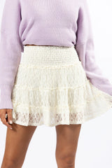 Through The Garden Cream Lace Mini Skort