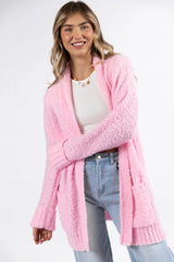 All Time Fav Pink Fuzzy Cardigan