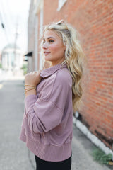 Just Go With It Mauve Crop Henley Pullover SALE