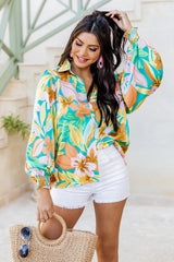 I've Been Waiting Multi Printed Satin Button Front Blouse FINAL SALE