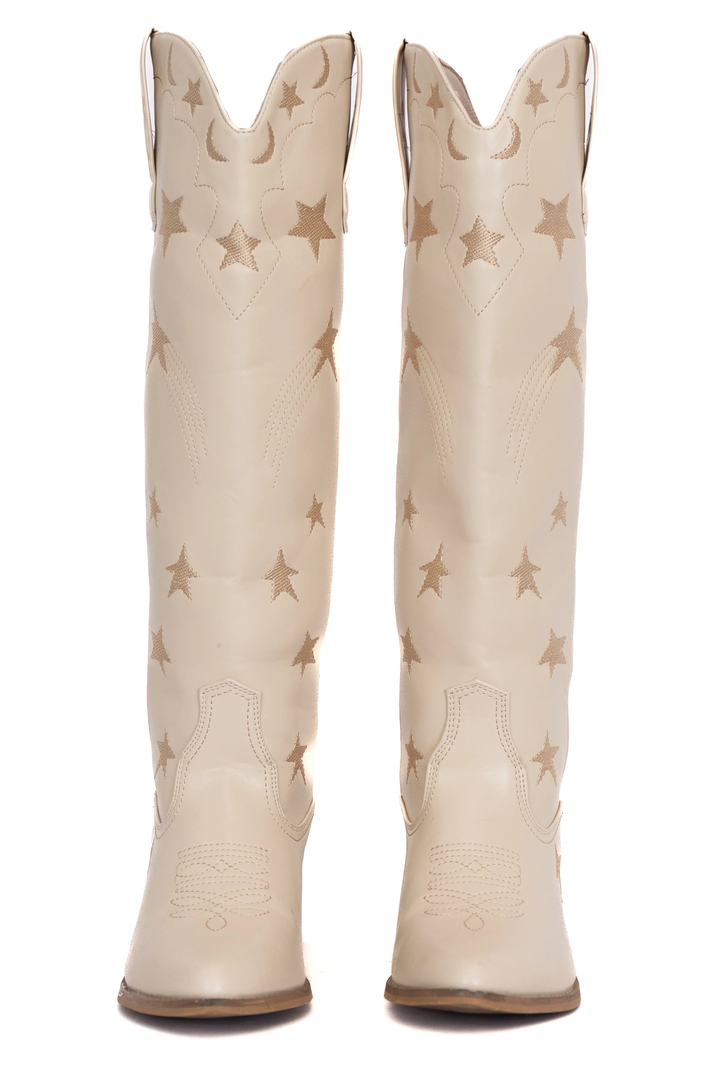 Luna Cream Star and Moon Western Boots