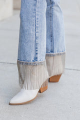 Miranda Light Wash Silver Fringe Straight Leg Jeans FINAL SALE