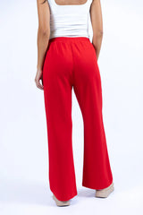 Let's Just Stay Red Knit Wide Leg Pants