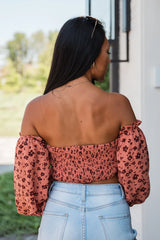 Don't Look Back Brick Floral Print Off The Shoulder Corset Blouse FINAL SALE