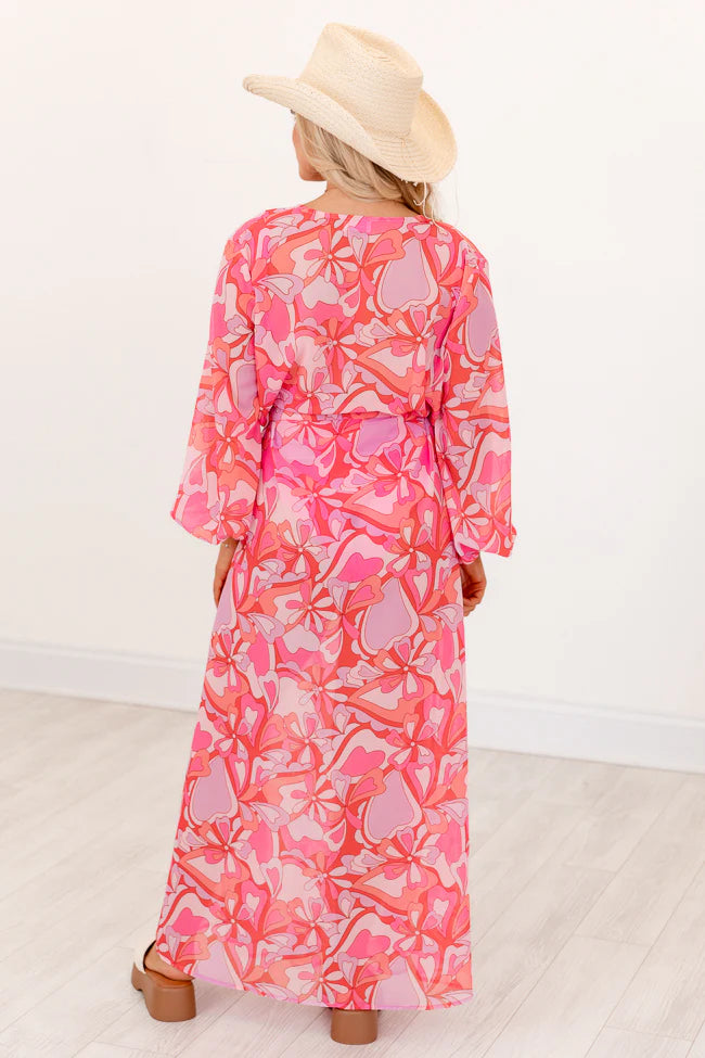 Eyes on Paradise Pink Belted Kimono SALE