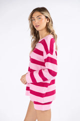 Sign Of The Times Pink and Wine Striped Sweater Set SALE