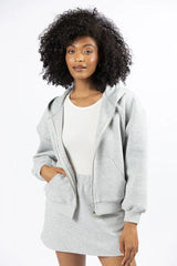 Have It My Way Grey Textured Knit Zip Up Hooded Sweatshirt SALE