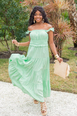 Living A Dream Green Woven Maxi Dress SALE