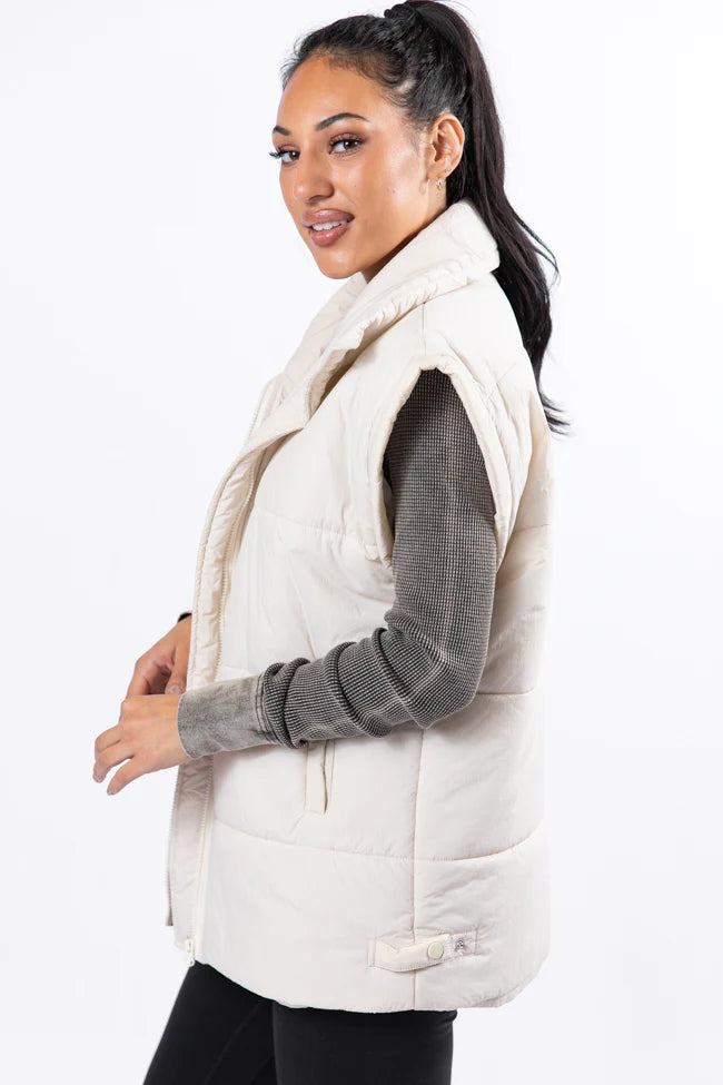 Best Bet Cream Oversized Puffer Vest