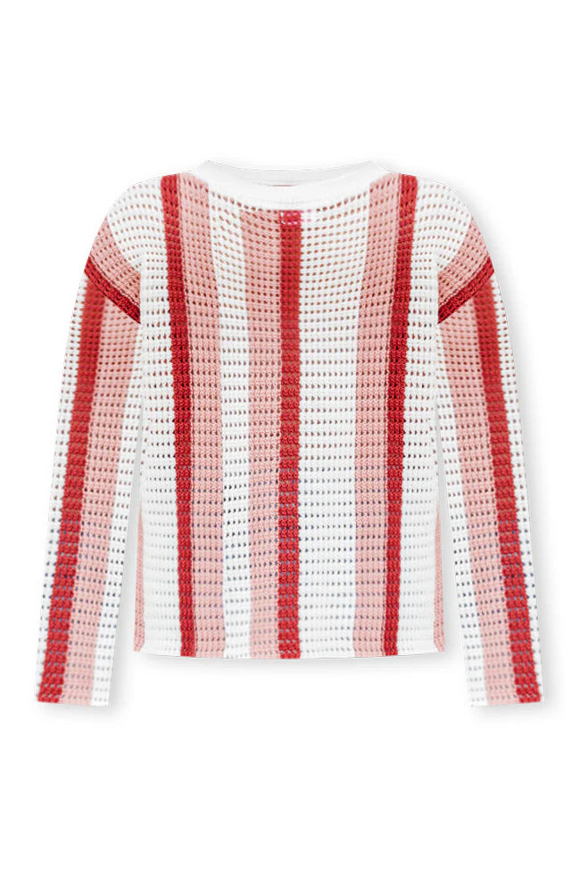 Speak The Truth Pink Multi Striped Open Knit Sweater FINAL SALE