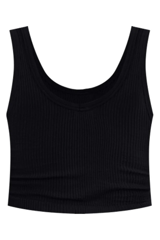 Can't Wait To See Black Ribbed Knit V-Neck Brami FINAL SALE