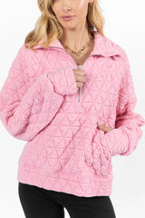 Love Is Everything Pink Quilted Quarter Zip Pullover