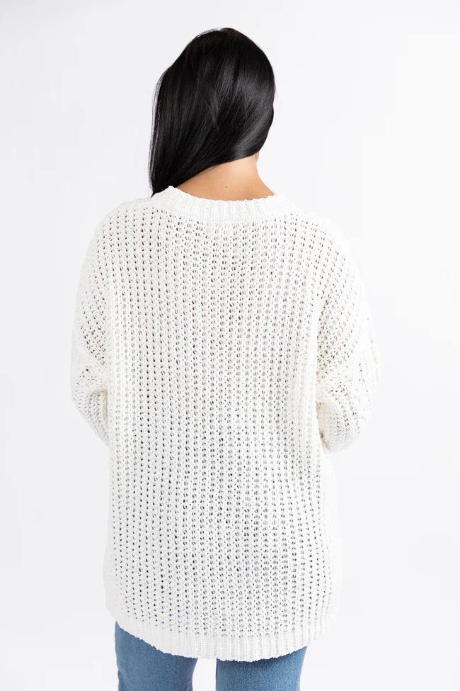 Wide Open Spaces Ivory Oversized Chenille Crew Neck Sweater